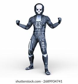 3D rendering of a skeletal face robot