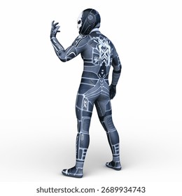 3D rendering of a skeletal face robot