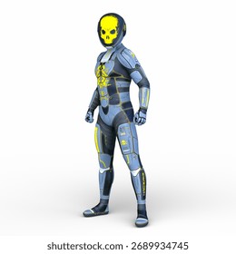 3D rendering of a skeletal face robot
