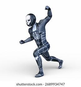3D rendering of a skeletal face robot