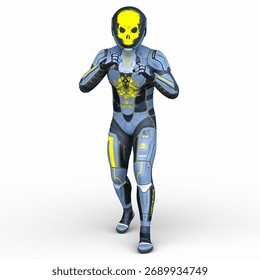 3D rendering of a skeletal face robot