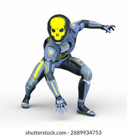 3D rendering of a skeletal face robot