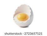 3d rendering of sliced boiled eggs and cracked raw eggs with bright yellow yolks isolated on white for cooking concepts.