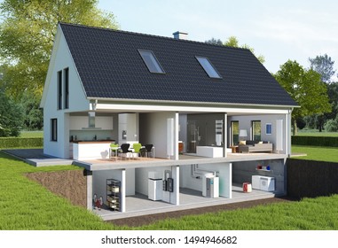 3d Rendering Of A Sliced House