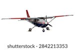 3d rendering of a small airplane in flight over a clear sky