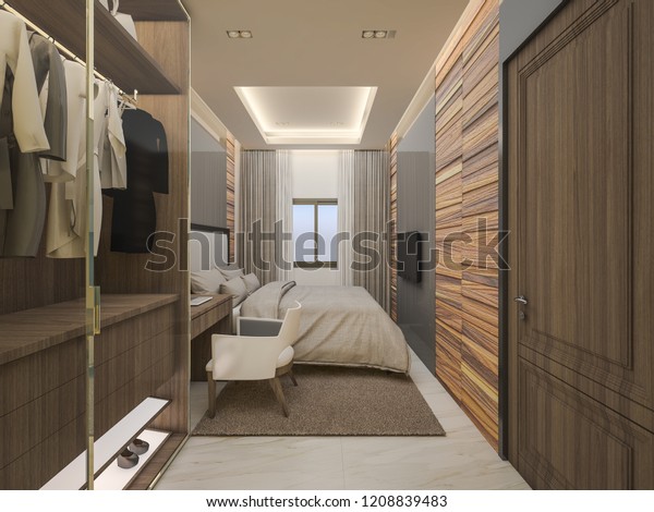 3d Rendering Small Bedroom Cozy House Stock Illustration