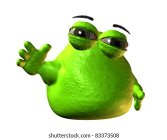 3D Rendering Small Green Blob Monster