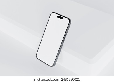 3D Rendering Smartphone with a blank screen on a white background. Smartphone mockup closeup isolated on perforated