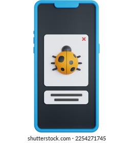 3d rendering smartphone infected malware isolated