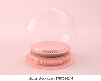 3d Rendering Of Snow Globe And Pink Background.
