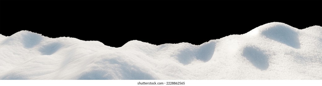 3d rendering. Snow landscape isolated on black background. winter decoration. Snow background. Snowdrift.