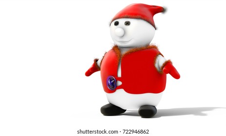 3d Rendering Snowman Figurine Cut Out Stock Illustration 722946862