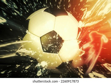 3d rendering soccer ball background with composite explosion effect