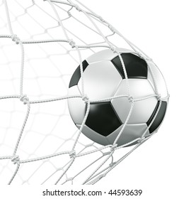 3d Rendering Of A Soccer Ball In A Net