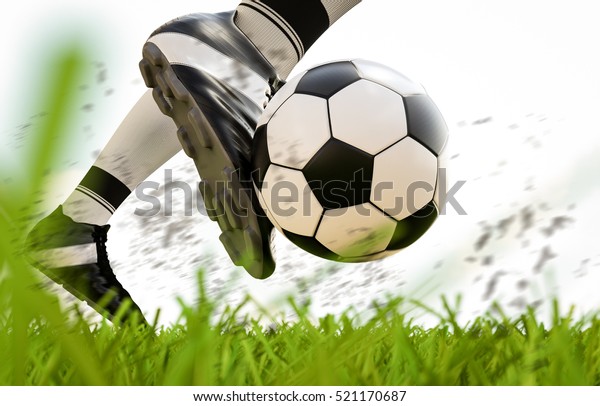 3d Rendering Soccer Player Kicking Soccer Stock Illustration 521170687