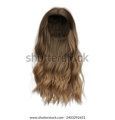 3d rendering soft wavy elegant brown hair isolated