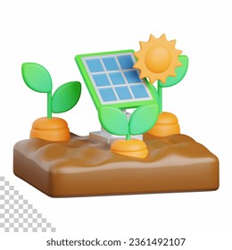 3d rendering solar panel isolated useful for agriculture, technology, smart farm and innovation design element