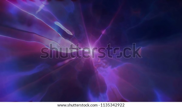 3D\
rendering of space flight to another dimension through a wormhole\
in time and space. A bright, high-energy and high-tech tunnel. The\
motion of the plasma into particle\
accelerators