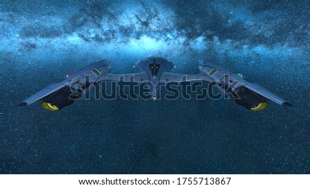3D rendering of space ship. Elements of this Image Furnished By NASA.