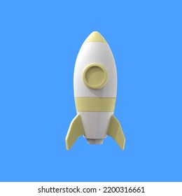 3d rendering space yellow rocket  isolated icon