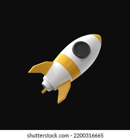 3d rendering space yellow rocket  isolated icon