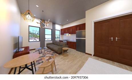3D rendering of the spacious room