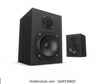 3D Rendering Speakers Isolated On White Background