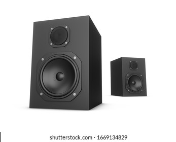 3D Rendering Speakers Isolated On White Background