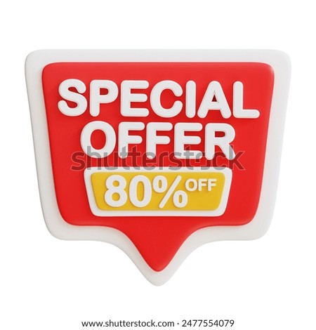 3d Rendering Special Offer 80 percent icon. Suitable for promotions, discounts, sales, and marketing materials. Great for online shops.