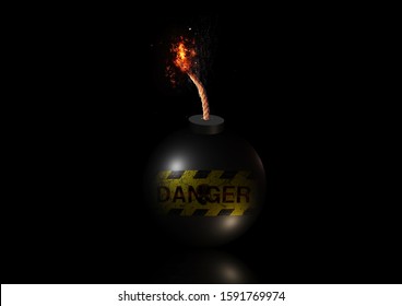 3D rendering spherical bomb close-up