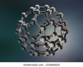 3d Rendering Of Spherical Fullerane Molecules