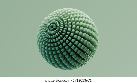3D rendering of a spherical object with detailed spiral patterns and smooth curves against a light background