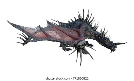 3d Rendering Spiky Fantasy Dragon Isolated Stock Illustration 771850822 ...