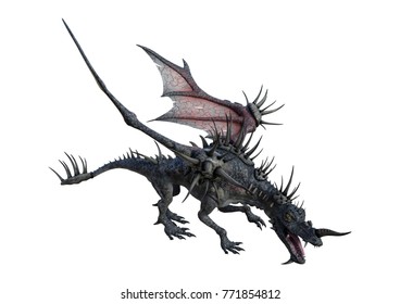 3d Rendering Fantasy Spiky Dragon Isolated Stock Illustration 663955240