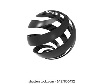 3D rendering of a spiral sphere isolated in white studio background