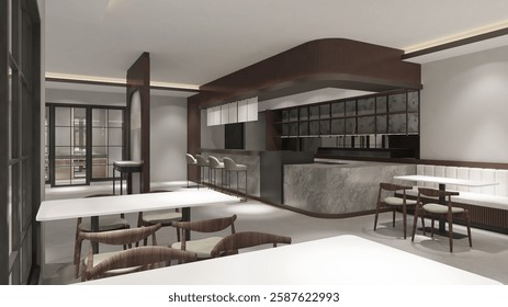 3D Rendering of Splendid and Exquisite Restaurant Interior Design