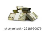 3d rendering of Stack of Iraqi dinar notes. bundles of Iraqi currency notes isolated on white background