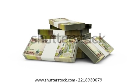 3d rendering of Stack of Iraqi dinar notes. bundles of Iraqi currency notes isolated on white background Stock foto © 