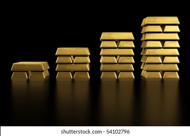 3d Rendering Of Stacked Gold Bars