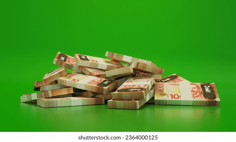 3D rendering of Stacks of 100 New Zealand dollar notes