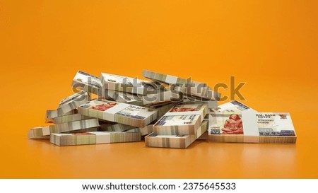 3D rendering of Stacks of 200 Egyptian pound notes