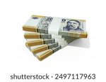 3d rendering of Stacks of Hungarian Forint notes. bundles of Hungary currency notes isolated on white background,