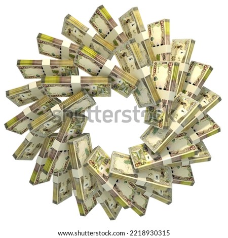 3d rendering of stacks of Iraqi dinar arranged in a circular pattern. Stock foto © 