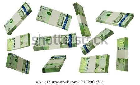 3D rendering of  stacks of Libyan Dinar notes flying in different angles and orientations isolated on white background Сток-фото © 