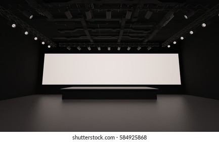 3D Rendering Of Stage Event Led Tv Interior Illustration