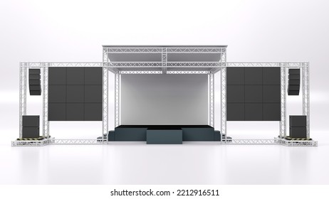 3D Rendering Of The Stage Show And Truss Construction With A Sound System For Concert Performance Business