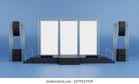 3D rendering of the stage show and truss construction with a sound system for concert performance business - Powered by Shutterstock