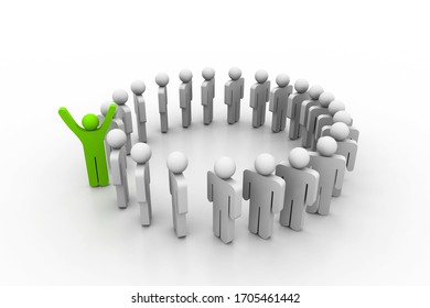 3d rendering of Stand Out From The Crowd
