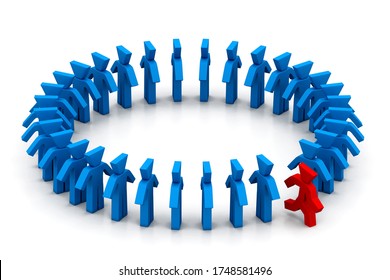 3d rendering of standing Out From The Crowd	