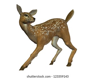 3D Rendering Of A Startled Deer